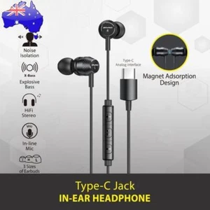 AWEI TC-5 USB C Wired Earbuds In Ear Headphones with Microphone Volume Control - Zdjęcie 1 z 7