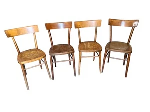 4er Set Vintage 50er Jahre Stühle aus gebogenem Holz - rustikales modernistisches Design - Bild 1 von 8