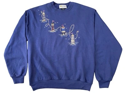 Sudadera Christine Alexander Mujer M Azul Marino Faro Estrás Grannycore Foto 1 de 4