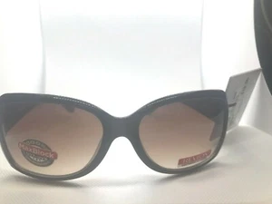 NEW Revlon Womens Rectangle Sunglasses Brown With Bling On Sides - Picture 1 of 2