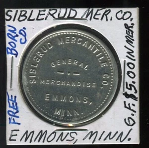 Siblerud Mercantile Co Emmons, Minnesota Good For 50 Cent Token | Free Shipping - Picture 1 of 3