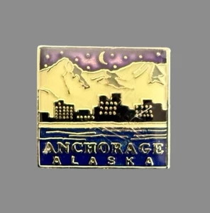 Anchorage Alaska Souvenir Pin - Night Time - Picture 1 of 2