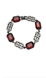 $68 LAUREN RALPH LAUREN  RED DARK RECTANGLE DECO FLEX BRACELET M9 - Picture 1 of 1