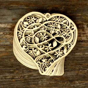 10x Holz Filagree Patten Blumen Blätter Handwerk Form 3 mm Lage Valentinstag - Bild 1 von 4
