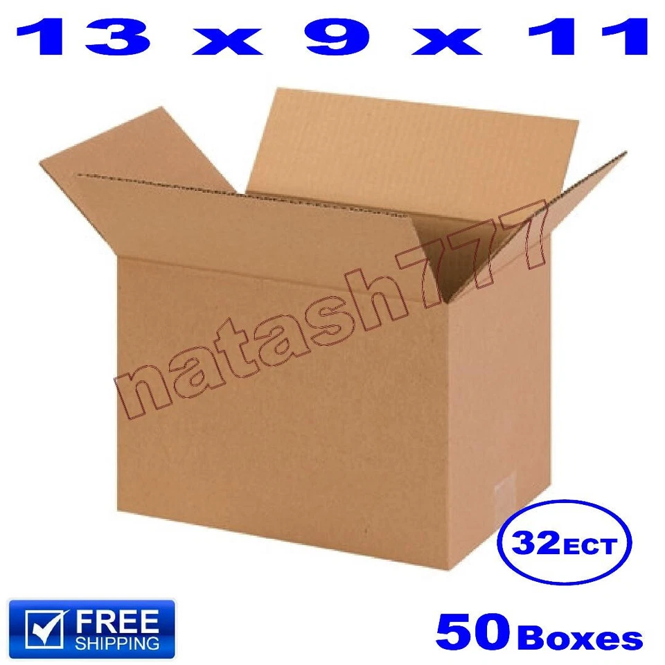 50 - 13x9x11 Cardboard Boxes 32-ECT Mailing Packing Shipping Corrugated Carton - Image 1 of 1