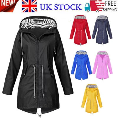 Plus Size Womens Waterproof Raincoat Ladies Outdoor Wind Rain Forest Jacket Coat - Image 1 of 4