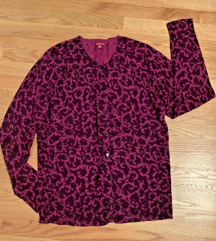 MERONA розовый элегантный французский пейсли Ренессанс кардиган свитер размер XXL ❤️cb15m3 - Изображение 1 из 4