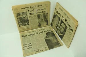 3 Nixon Resigns Newspapers April 8 & 9 1974 Dayton Daily News and Journal Herald - Picture 1 of 10