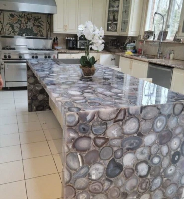 48"x24" Gray Agate Countertop Table, Agate Console Table , Kitchen Decor Slab - Image 1 of 3