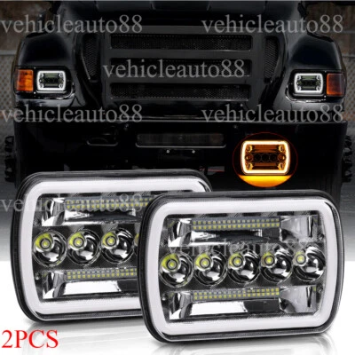 DOT Pair 130W 5x7" 7x6" LED Headlights w/ DRL Fit for Ford F-650 F-750 2000-2015 - Image 1 of 4