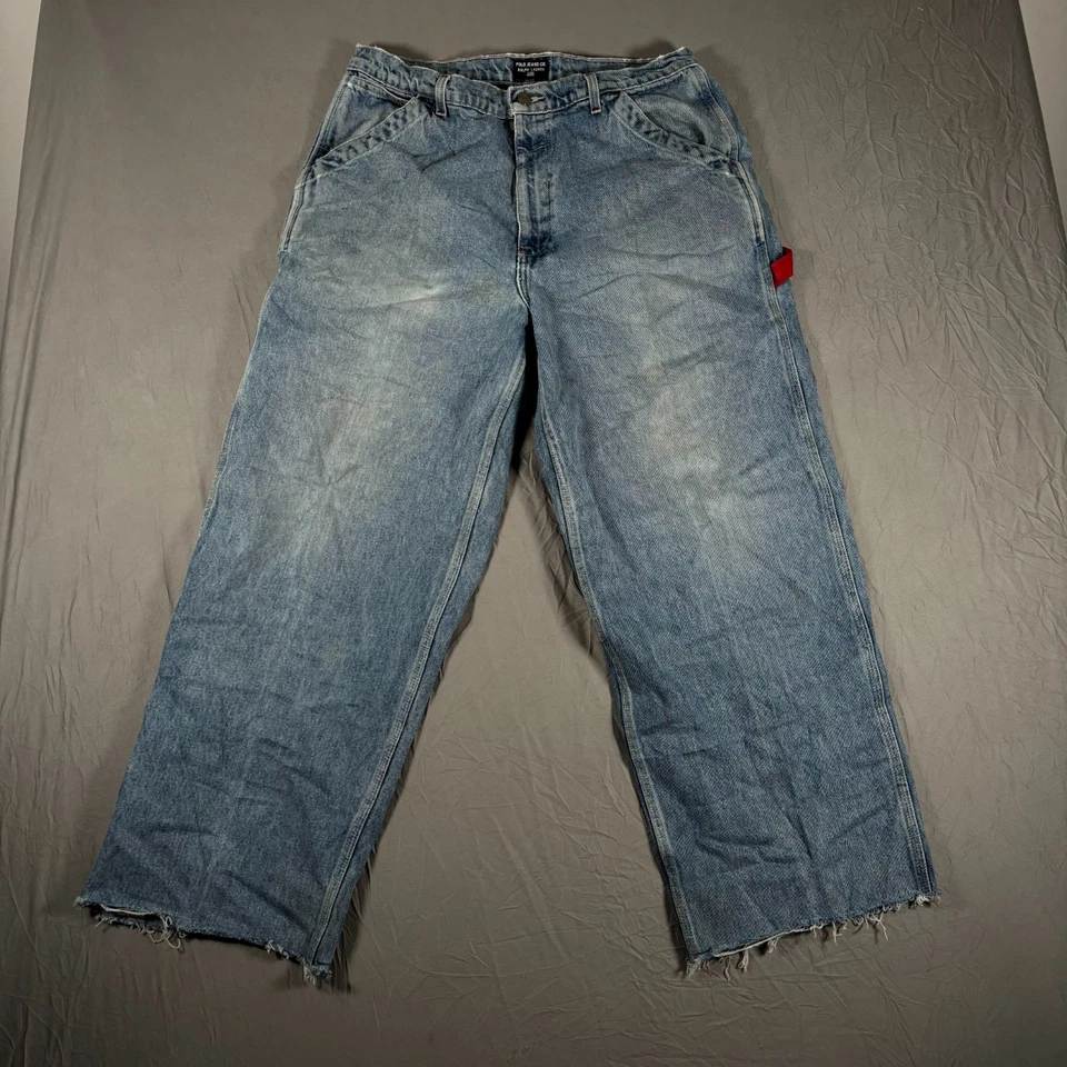 Мужские джинсы Polo Jeans Co Ralph Lauren Carpenter 36x34 синяя джинсовая ткань мешковатые работа Y2K - Изображение 1 из 4