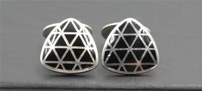 Gemelos Estate Italy de plata de ley 925 diseño forrado modernista esmalte negro Foto 1 de 4