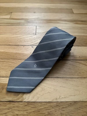 Corbata de seda tejida hecha a mano gris azul plata vintage Christian Dior 3" x 57" Foto 1 de 4