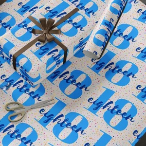 Geschenkpapier 18. Geburtstag blau - Bild 1 von 31