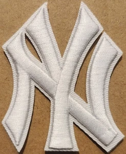 New York Yankees white embroidered Iron on patch - Picture 1 of 1