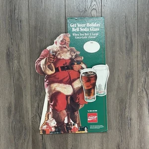 Vintage Coca Cola Santa Christmas Cardboard Litho Advertising Sign Store Display - Picture 1 of 13