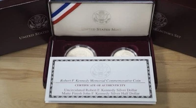 1998 Kennedy Silver Two Coin Collector's Set w/ Box & COA - FREE SHIPPING! - Image 1 of 3