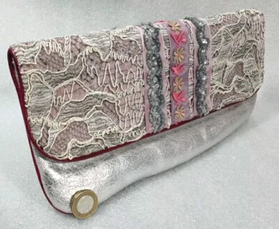 Spencer & Rutherford Clutch Bag/Purse Vintage Pink Floral&Spangle Silver Magnets - Image 1 of 4