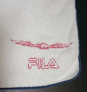Vtg FILA Bath Towel 1973 Italy White Navy Piping Logo 100% Cotton Rare - Picture 1 of 18