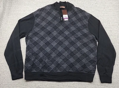 NEW Perry Ellis Viscose Wool Sweater Mens XXL 1/4 Zip Long Sleeve Pullover Check - Image 1 of 4