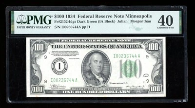 DBR 1934 $100 DGS FRN Minneapolis Fr. 2152-Idgs PMG XF-40 Serial I00236744A - Image 1 of 2