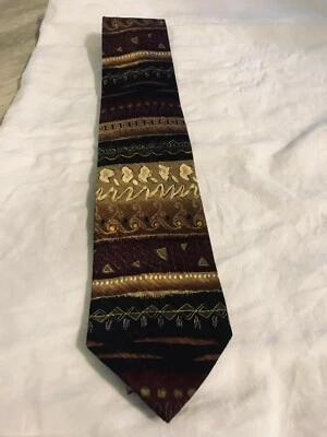 Corbata de seda Dani Moda Machile diseño artístico negra borgoña tostada Foto 1 de 4