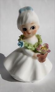 Vintage Napcoware Little Girl with Flowers 2" Bone China Figurine - Taiwan