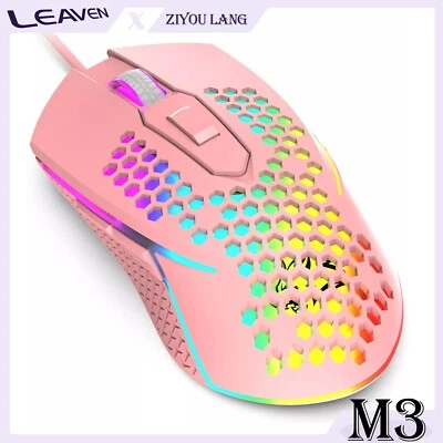 PINK UK RGB Backlit USB Wired Optical Gaming Mouse for PC Computer 6400 DPI - Image 1 of 4