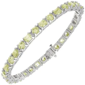 Awesome Ladies 17.25 Carats Round & Emerald Shape Peridot Gemstone Bracelets - Picture 1 of 5