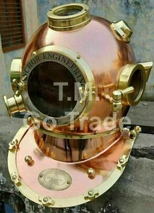 Copper Antique Diving Helmet Navy Mark V Deep Sea Marine Divers Helmet - Picture 1 of 5