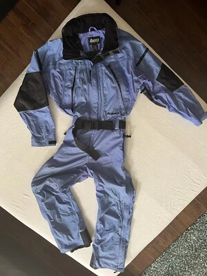 Terno de esqui Nordica masculino grande uma peça traje de neve todo terreno vintage retrô azul - Imagem 1 de 4