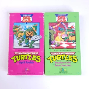 2 Teenage Mutant Ninja Turtles Vintage 1990 BK Kids Club TMNT VHS Video Tape - Picture 1 of 9