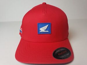 New Fox HAT Racing Men's HONDA WING FLEXFIT CAP, Flame Red, Size L / XL