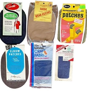 Vintage Posten Patches Leder Wildleder Ellenbogen Knie zum Aufnähen Bügelbild schwarz braun grün blau - Bild 1 von 3
