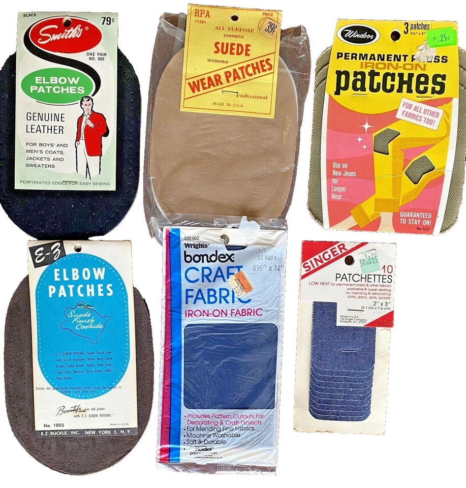 Vintage Clothing Patches Leather Suede Elbow Knee Sew-On Iron-On Repair Lot - Image 1 of 3