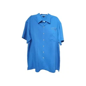 David DunLeavy Mens Sz 2XL Blue Logo Pocket Short Sleeve Button Up Shirt  - Picture 1 of 7