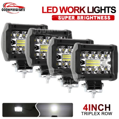 4x 4 Inch LED Work Light Bar Flood Spot Pods Offroad Fog Driving ATV Truck - Image 1 of 4