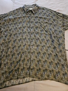 Vintage Natural Issue Shirt Mens XXL Black & Green Rayon Hawaiian - Picture 1 of 9