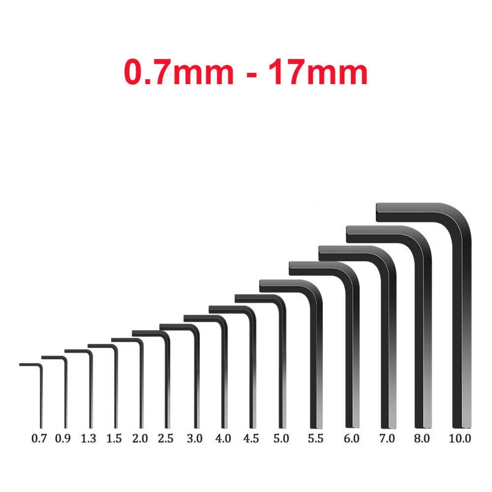 0.7mm-17mm Metric Long Arm Allen Key Black Hex Wrench Hexagonal Keys Screwdriver - image 1 of 4