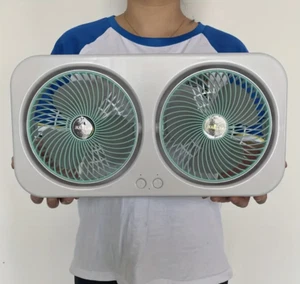 Portable Double Fan Rechargeable 1800MAh Battery Strong Cold Cool Airflow Type-C - Picture 1 of 12