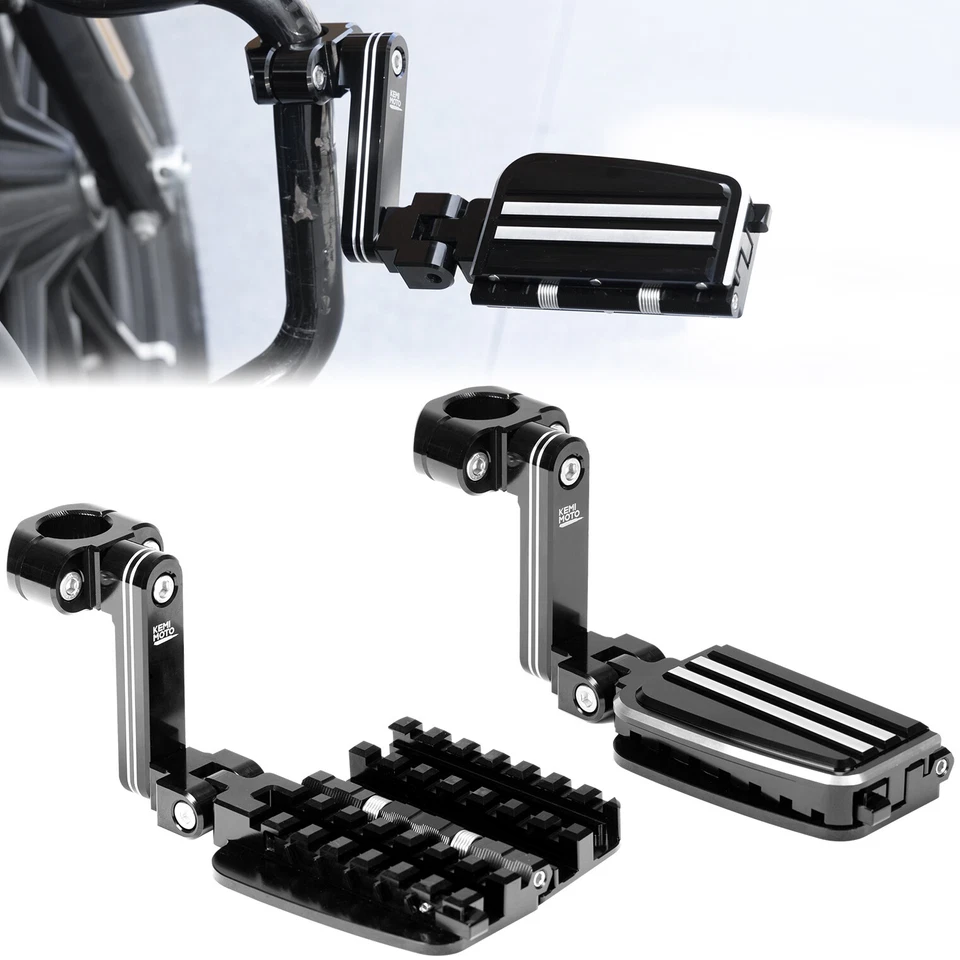 CNC Aluminum Expandable Highway Foot Pegs Rest Pedals 1.25" Long Angled for Dyna - Image 1 of 1