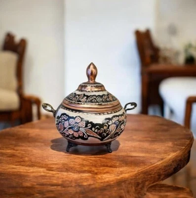 Azúcarero de cobre, cuenco de cobre con tapa, cuenco de cobre para dulces, tarro de almacenamiento de galletas Foto 1 de 4