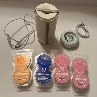 Scentsy Go White Pod & Mint Mini Fan Diffuser Rechargeable 8 NEW Pods Cords - Image 1 of 4