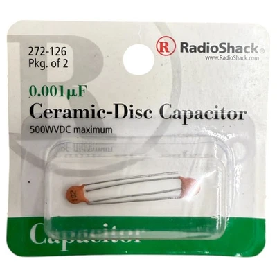Condensador de disco de cerámica Radio Shack #272-126 0,001 pF 500 WVDC - NUEVO Foto 1 de 2