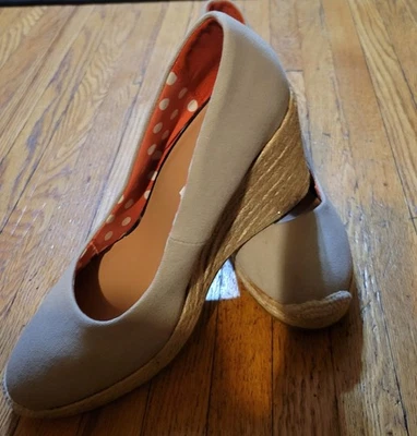 Merona Heels Womens US 9 M Casual Slip On Espadrille Pumps Brown Fabric Wedge.R1 - Image 1 of 4