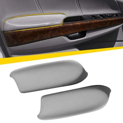 Fits 2008-2012 Honda Accord Gray Leather Front Pair Door 4 Panels Cover Armrest - Image 1 of 4