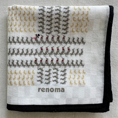 Handkerchief VTG Cotton Geometric Gray Yellow Duck with Check Pocket Square 18" - Image 1 of 3