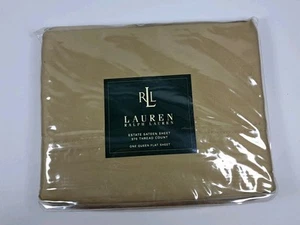 Ralph Lauren Queen Flat Sheet Brown Sandbar Estate Sateen 370 TC 100% Cotton - Picture 1 of 7