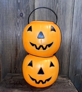 Vintage General Foam Pumpkin Blow Mold Plastic Candy Bucket Pail Halloween Treat - Picture 1 of 4