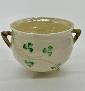 Belleek Irish Shamrock Footed Sugar Bowl 2 1/4"Tall 2 Pot - Picture 1 of 4
